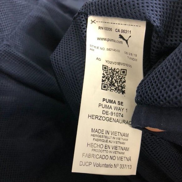 Puma Full Zip Hooded Windbreaker Navy White Medium - Picture 4 of 4